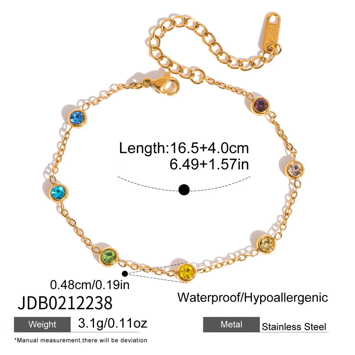 Pulseras con Estaciones de Circones Multicolores | Dorado