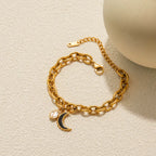 Pulsera Acero Dije Luna negra | Dorado