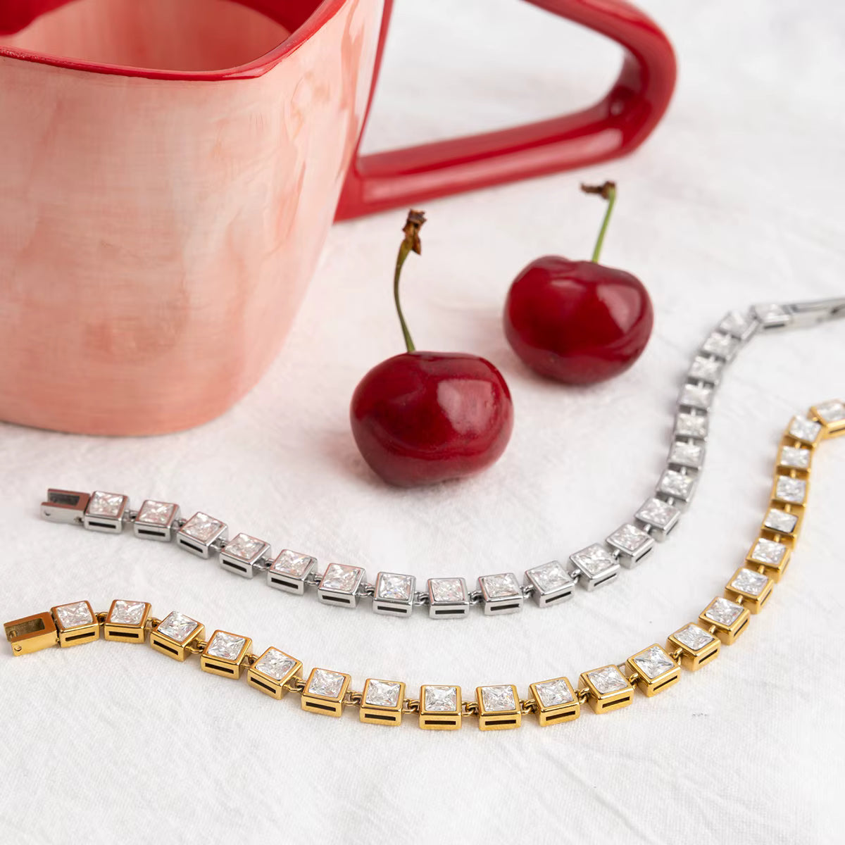 Pulsera Con Rectángulos Brillantes | Plateado