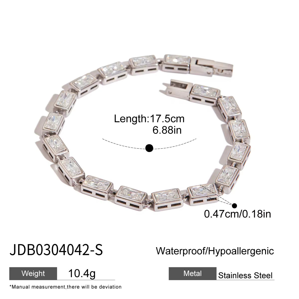 Pulsera Con Rectángulos Brillantes | Plateado