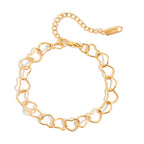 Pulsera De Cadena Con Eslabones De Corazon Calados | Dorado