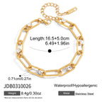 Pulseras de Eslabones Rectangulares Con Cristales Brillantes | Dorado