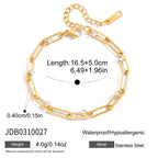 Pulseras de Eslabones Rectangulares Con Cristales Brillantes | Dorado