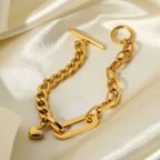 Pulsera Cadena Mixta - Cierre OT | Dorado