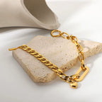 Pulsera Cadena Mixta - Cierre OT | Dorado