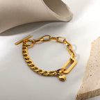 Pulsera Cadena Mixta - Cierre OT | Dorado
