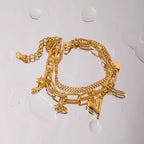 Pulsera doble Corazón | Dorado