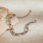 Pulsera De Eslabones Ovalados Con Detalles De Nudos Centrales | Plateado