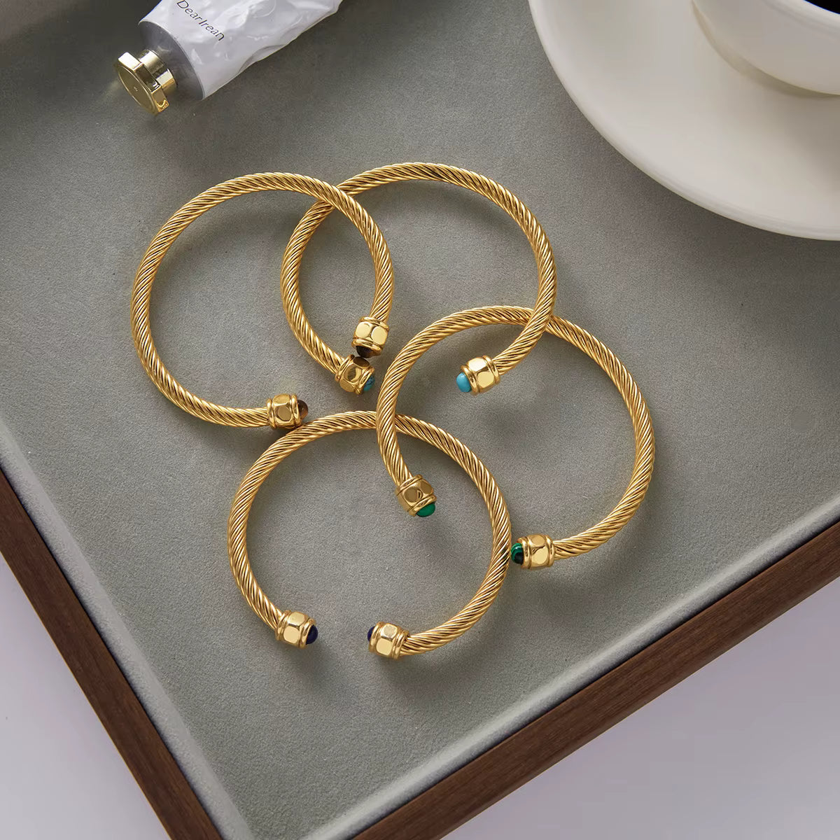 Pulsera Rigida Circular Green | Dorado