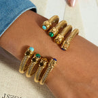 Pulsera Rígida Circular Blue | Dorado