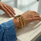 Pulsera Rígida Circular azul ultramar | Dorado