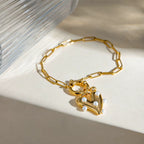 Pulsera Dije Corazón | Dorado Perla