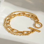 Pulsera Doble Broche OT | Dorado