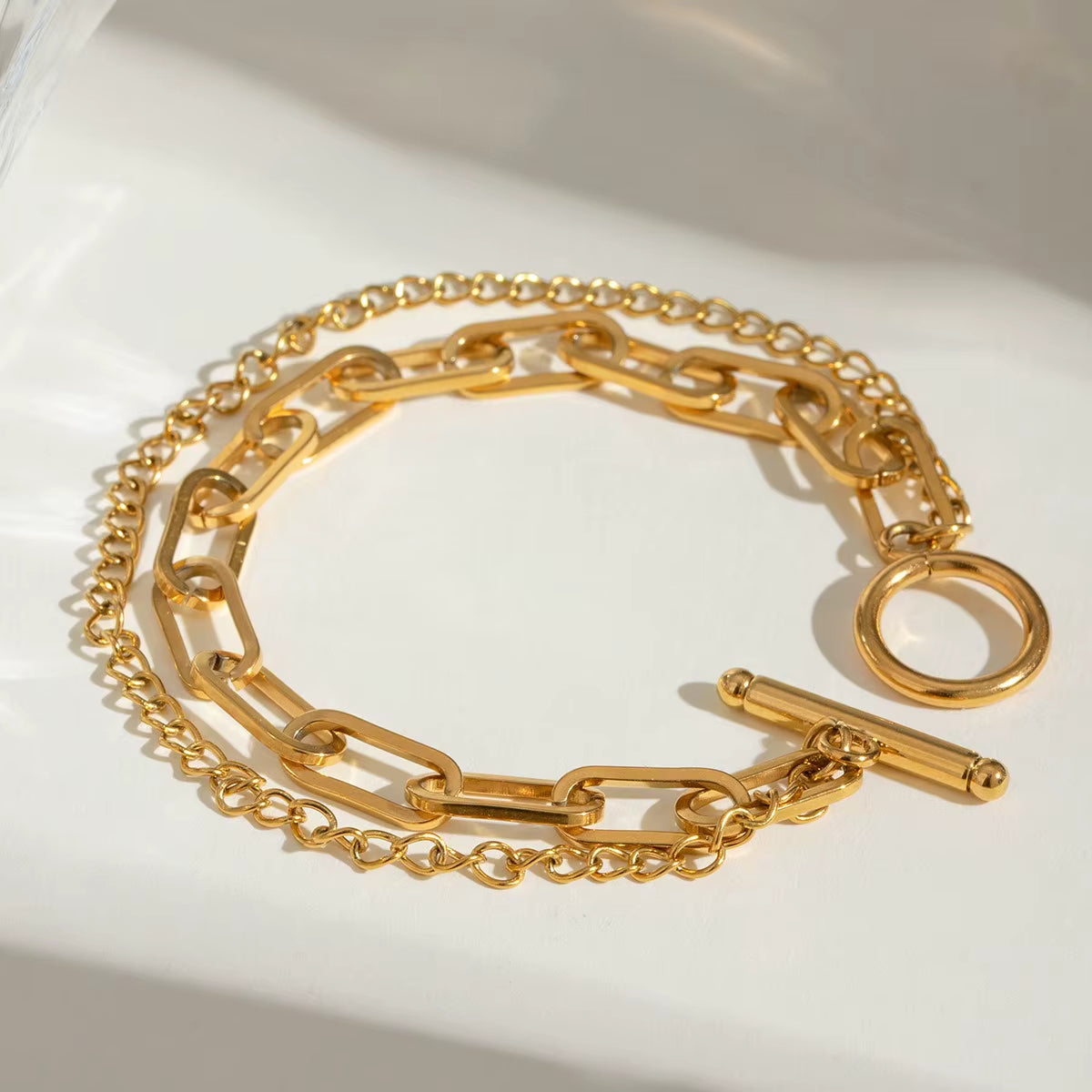 Pulsera Doble Broche OT | Dorado