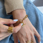 Pulsera Doble Broche OT | Dorado