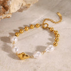 Pulsera Perlas + Balin | Dorado