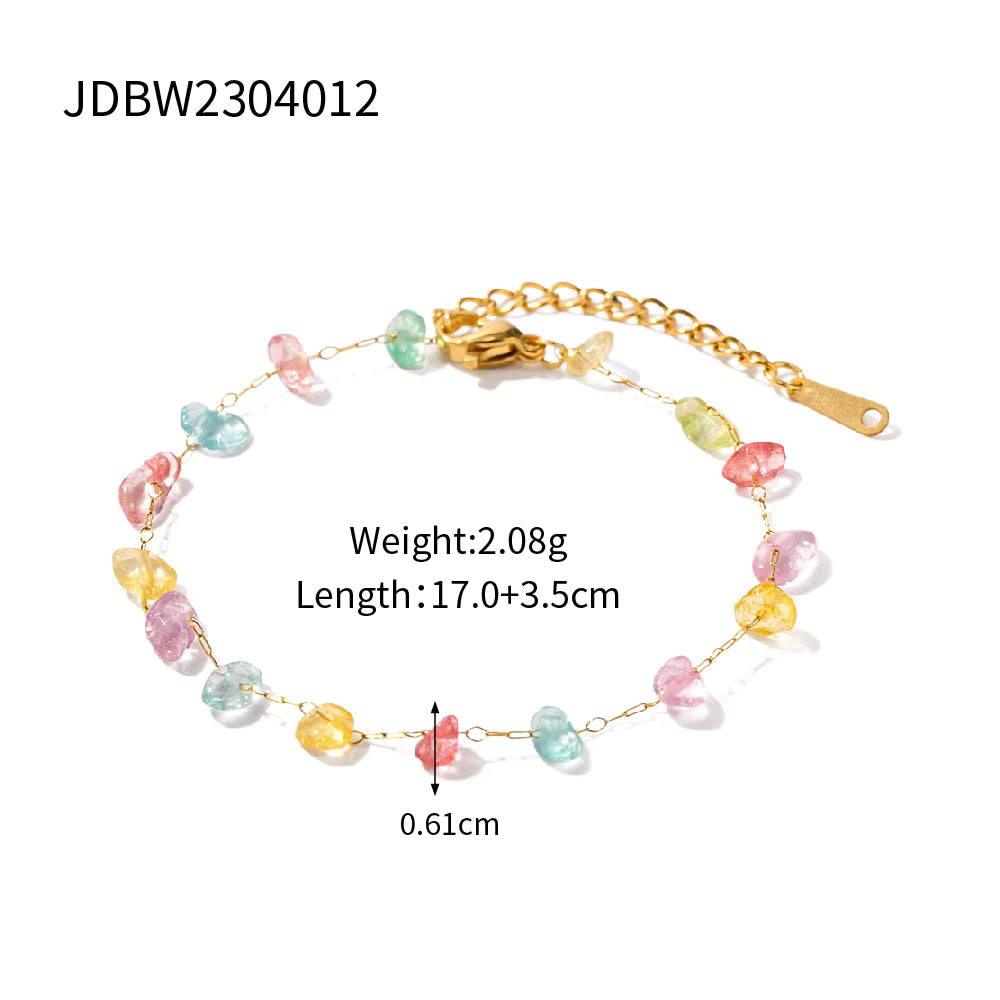 Pulsera Lujo Delicada Piedras de Colores | Dorado