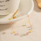 Pulsera Lujo Delicada Piedras de Colores | Dorado