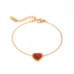 Pulsera Cadena fina dije Corazon Rojo | Dorado