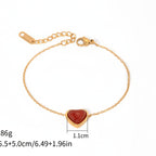 Pulsera Cadena fina dije Corazon Rojo | Dorado