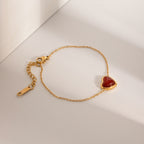Pulsera Cadena fina dije Corazon Rojo | Dorado