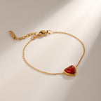 Pulsera Cadena fina dije Corazon Rojo | Dorado