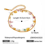 Pulsera Doble Cadena con Dijes de Grava de Colores | Dorado