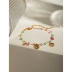 Pulsera con Dije de Concha y Piedras Colorida | Dorado