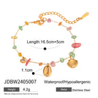 Pulsera con Dije de Concha y Piedras Colorida | Dorado