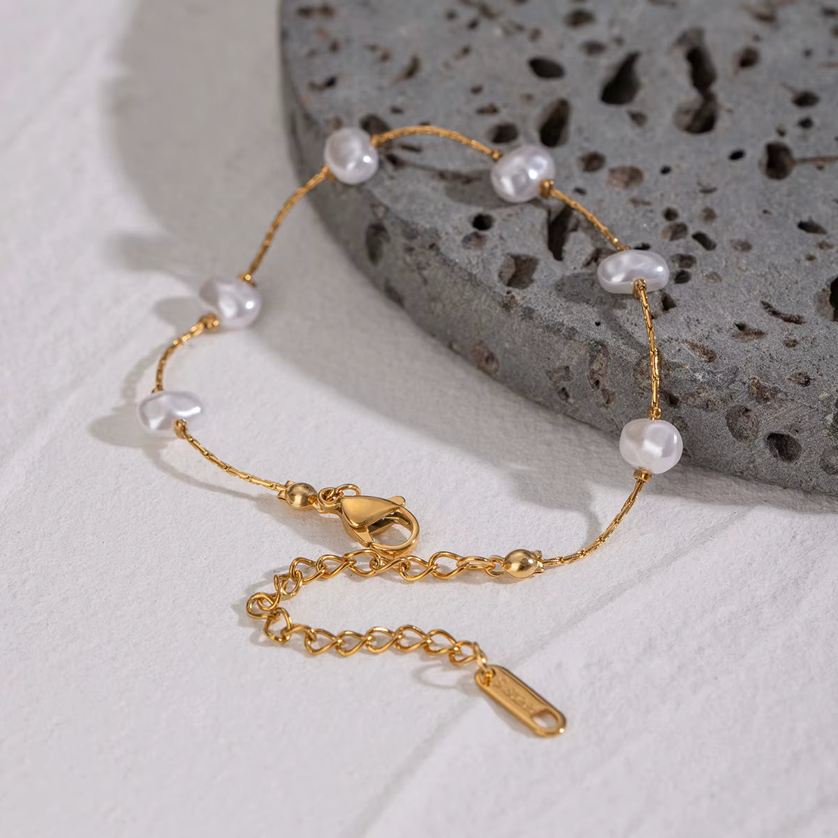 Pulsera Sencilla Perlas finas | Dorado