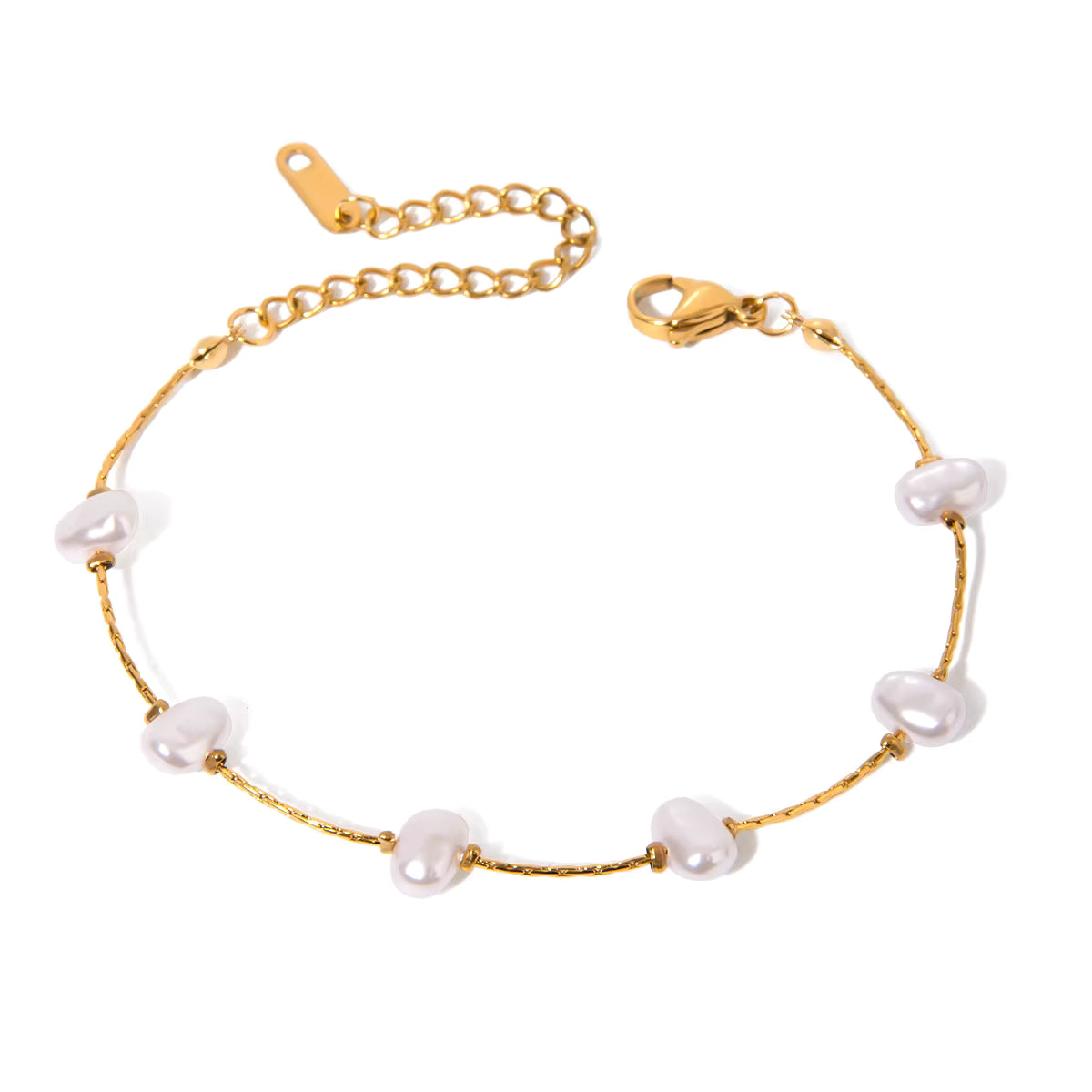 Pulsera Sencilla Perlas finas | Dorado