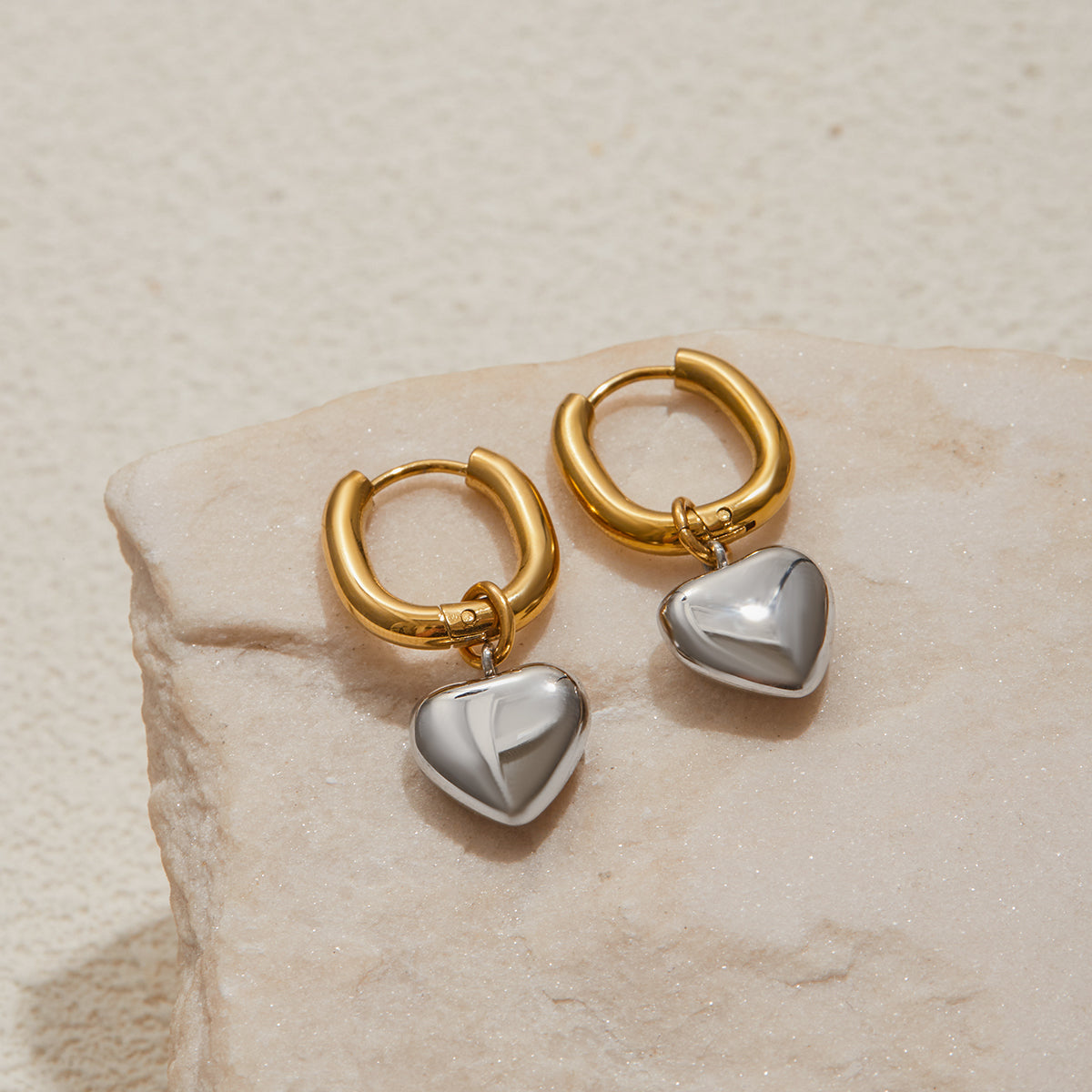 Argolla Corazón Liso | Bicolor