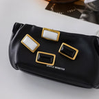 Zarcillo De Boton Estilo Baguette Negro | Dorado