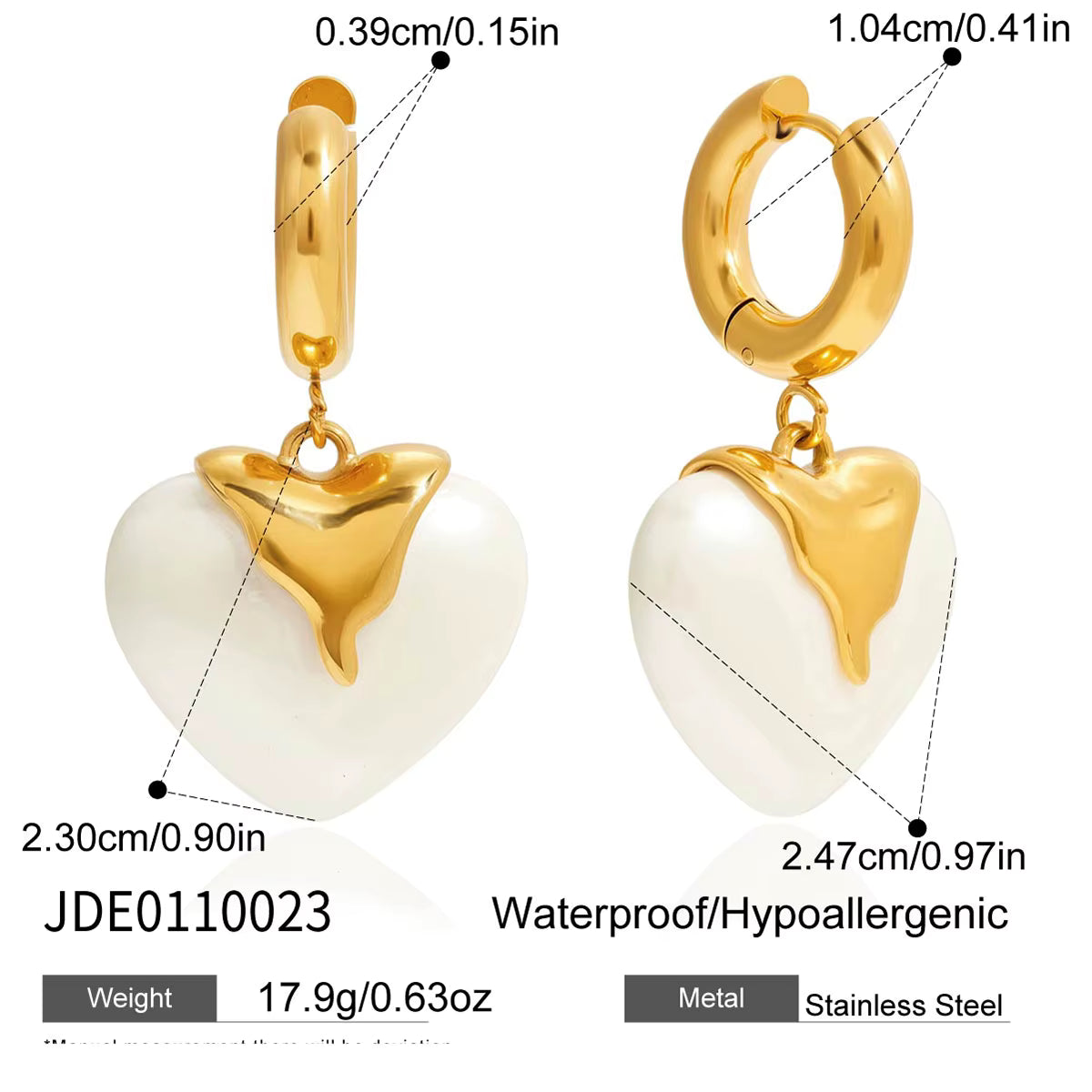 Argollas Con Dije De Corazon Nacarado Y Metal Liquido | Dorado