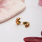 Zarcillos con Corazones Rojos | Dorado