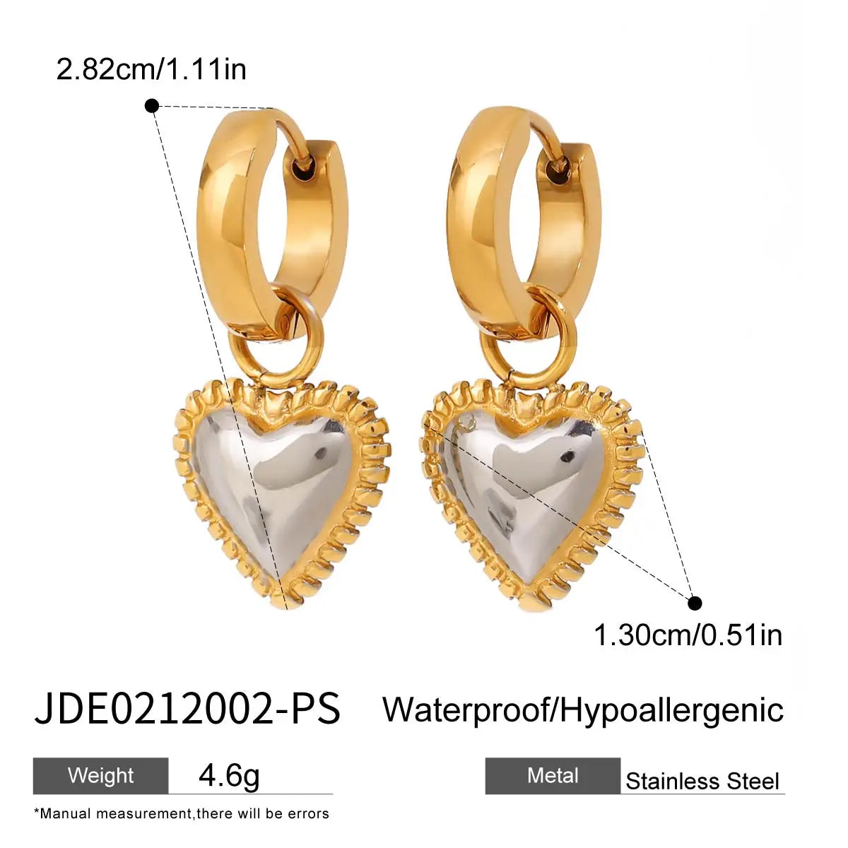 Argollas Con Dije De Corazon En Relieve | Bicolor