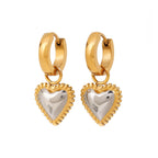 Argollas Con Dije De Corazon En Relieve | Bicolor