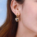 Argollas Con Dije De Corazon En Relieve | Bicolor