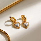 Argollas Con Dije De Corazon En Relieve | Bicolor