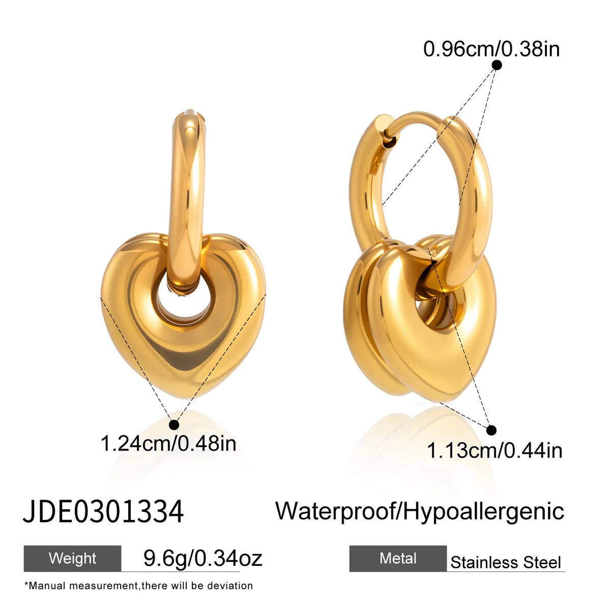 Argolla con Dije de Corazón Chunky | Dorado, Plateado y Bicolor