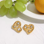 Zarcillo Corazón 3 Brillos | Dorado