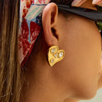 Zarcillo Corazón 3 Brillos | Dorado
