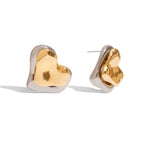Zarcillos Diseño Corazón Corrugado | Bicolor