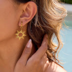 Argollas Sol Colgante | Dorado