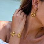 Argollas Sol Colgante | Dorado
