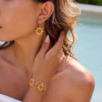 Argollas Sol Colgante | Dorado