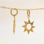 Argollas Sol Colgante | Dorado