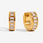 Argollas Con Brillantes Rectangulares | Dorado