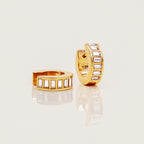 Argollas Con Brillantes Rectangulares | Dorado