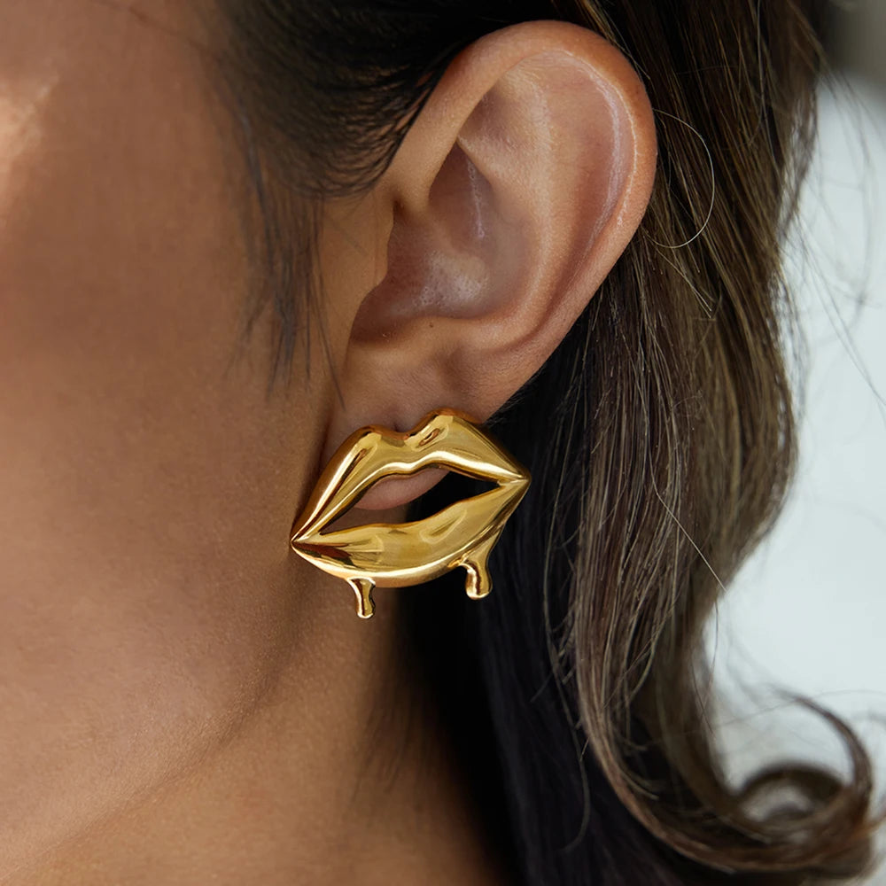 Zarcillo Grandes Labios | Dorado